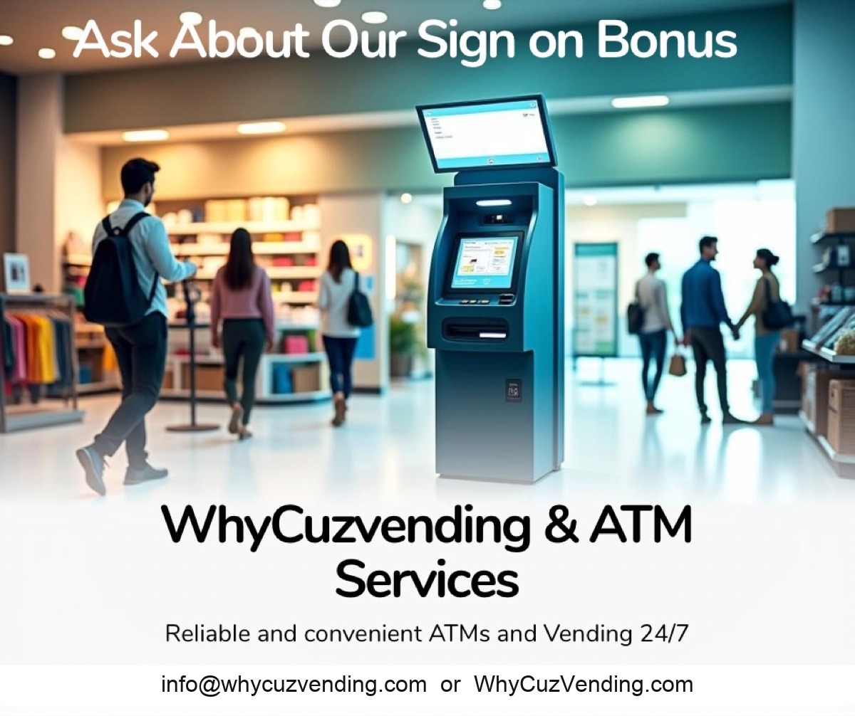 WhyCuz Vending and ATM Services — Reliable and convenient ATMs and Vending 24/7