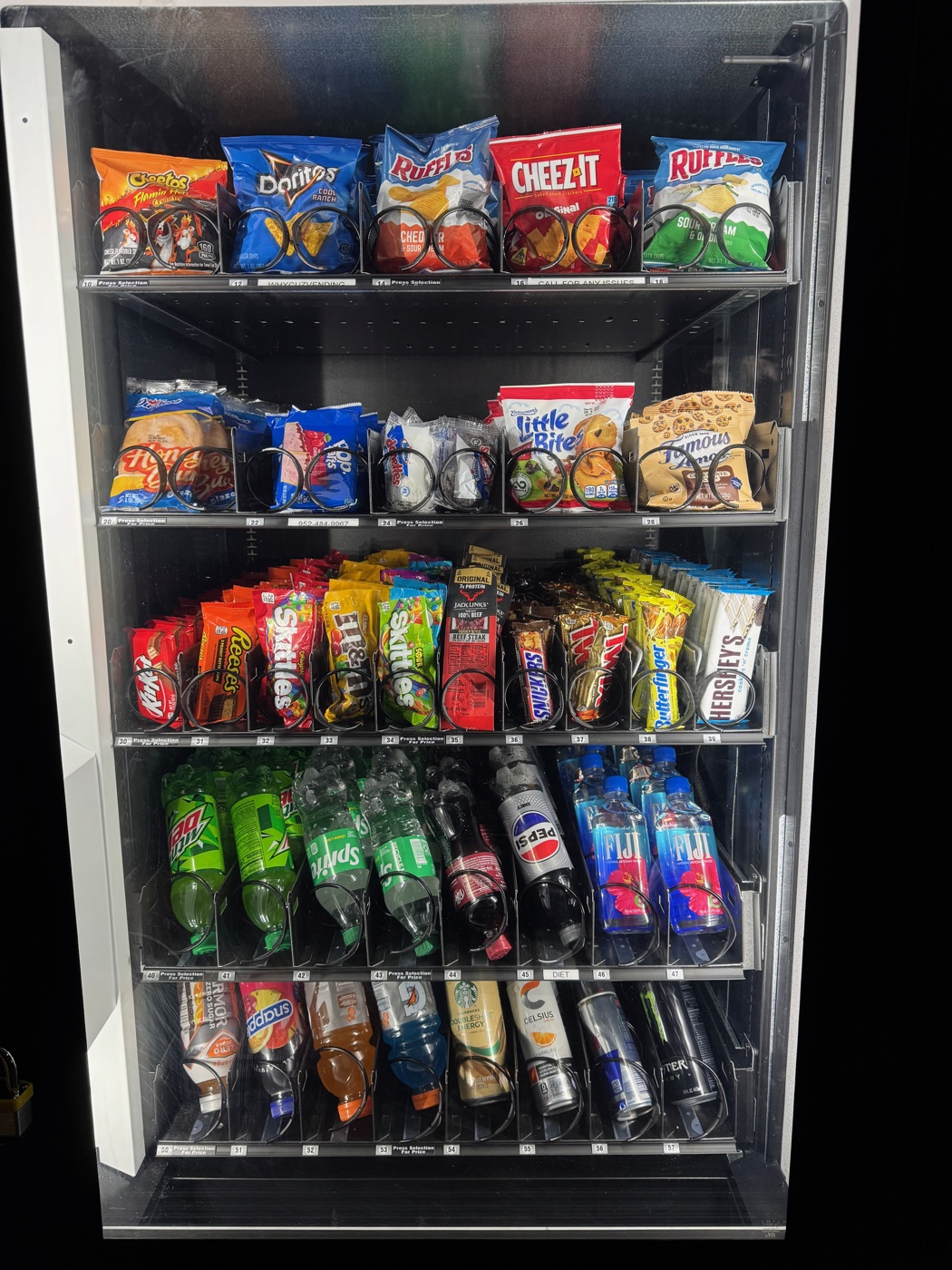 Fully stocked WhyCuz vending machine, 5-shelf showcase, West Michigan